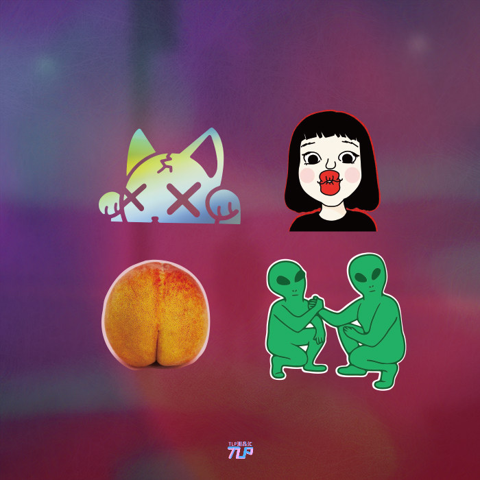 tlp套贴 xx眼猫咪美女亲嘴嘴唇桃子pp绿皮外星好兄弟镭射幻彩贴纸