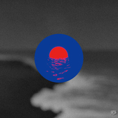 蓝色海洋日出红日倒映波浪 TLP反光贴纸 心情切片系列 圆形贴纸