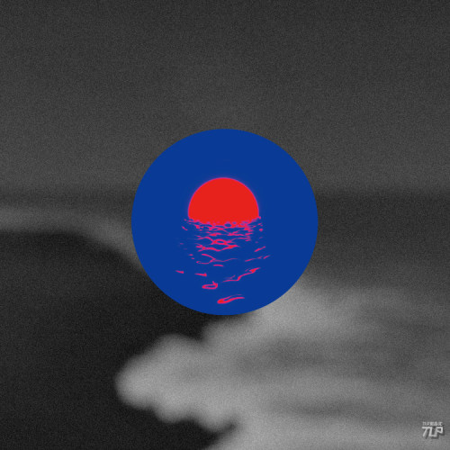 TLP反光贴纸  心情切片系列 蓝色海洋日出红日倒映波浪 圆形贴纸