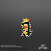恐龙王冠手绘平面防水贴纸 暴龙街头涂鸦 RETLPER镂空车贴 原创