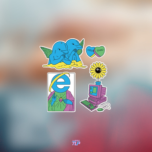 TLP反光车贴 Vaporwave蒸汽波IE蓝海豚天使黑8PC潮流雅皮士贴纸