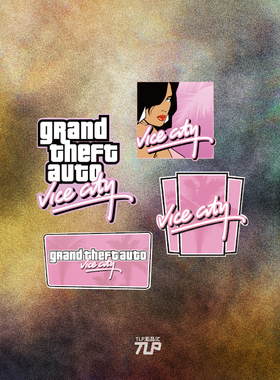 TLP反光车贴 GT Auto罪恶城经典飞车迈阿密R星vice游戏粉色贴纸