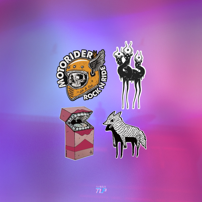 tlp套贴 摩托骷髅头盔神鹿羚羊灵图腾咬人香烟盒披着狼皮的羊贴纸