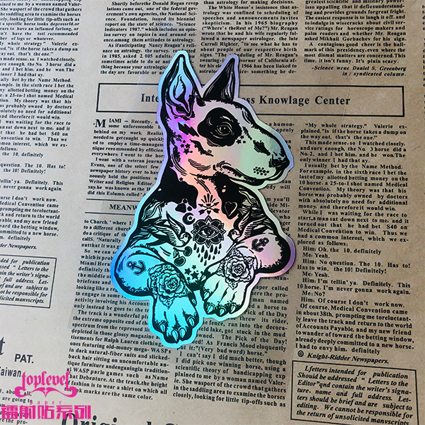 宠物犬长脸牛头梗防水TLP镭射