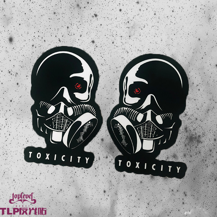 tlp反光车贴 防毒面具雾霾病毒骷髅头骨红眼可定制对称一对贴纸