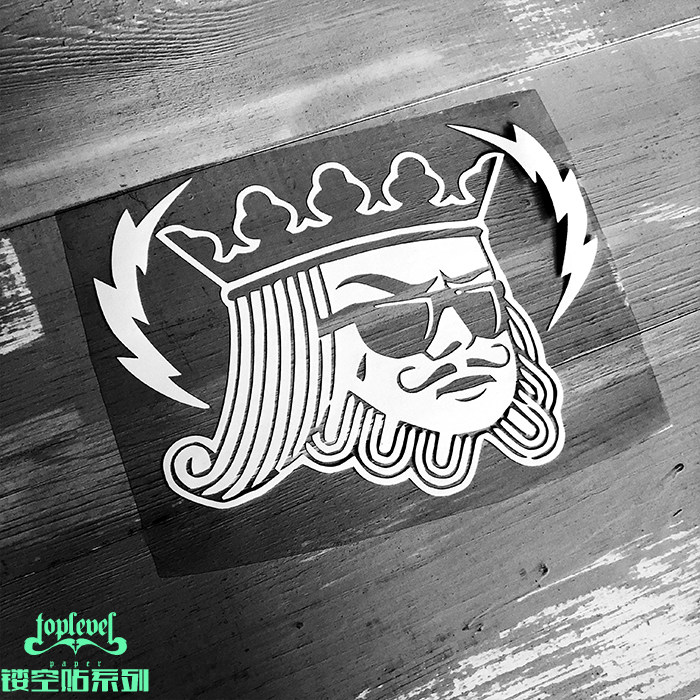 tlp镂空车贴 扑克k王国王王冠头像风挡玻璃贴笔记本遮盖摩托车贴