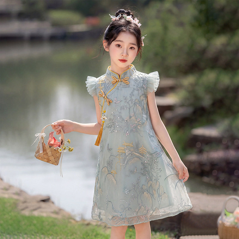 小女孩童装夏季新款新中式衣服女童连衣裙女孩子旗袍裙儿童裙子