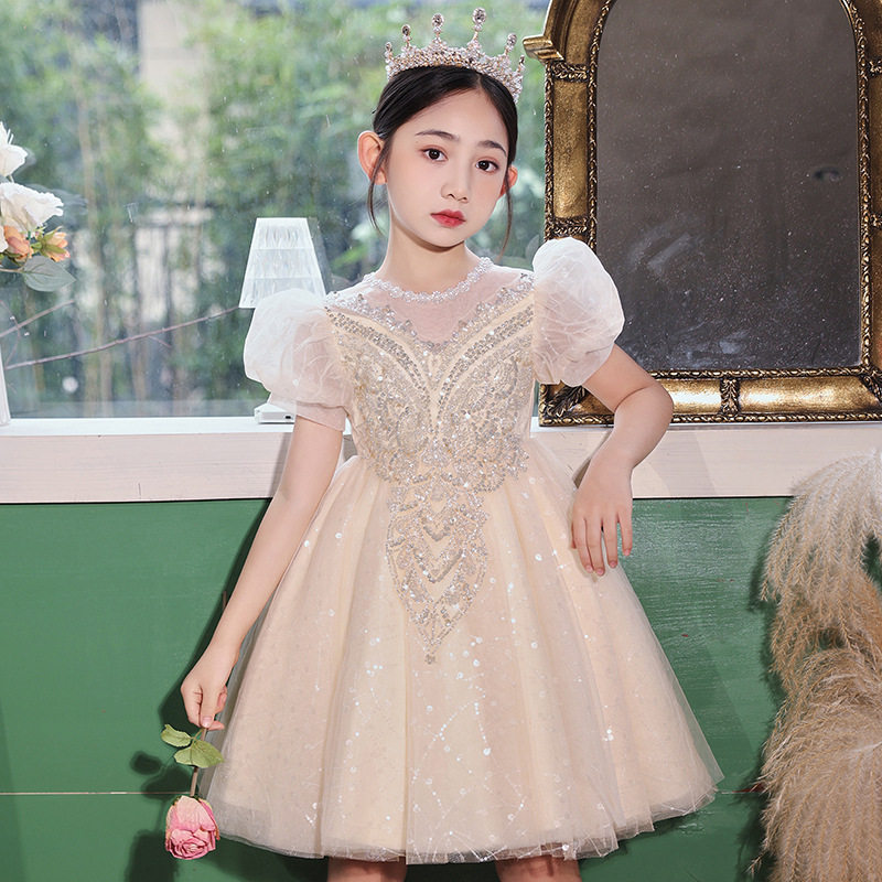 女童礼服轻奢小众高端洋气儿童钢琴走秀表演服女孩生日主持蓬蓬裙