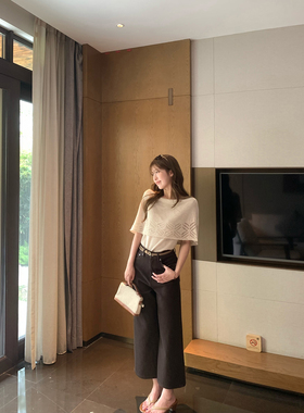 TMHSTUDIO 莱赛尔四面弹九分牛仔裤子女宽松休闲直筒百搭阔腿裤