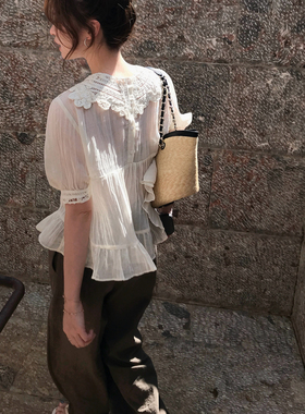 TMHSTUDIO【6.2am10:00新品上新】盘绣钩花刺绣莱赛尔亚麻衬衫