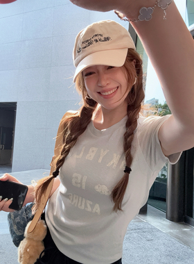 TMHSTUDIO糯叽叽240g高棉水墨字母印花短袖T恤女夏百搭款半袖上衣