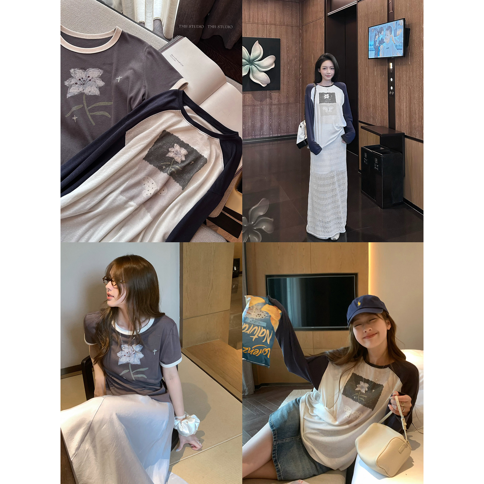 TMHSTUDIO莱赛尔插肩袖长短袖T恤图片