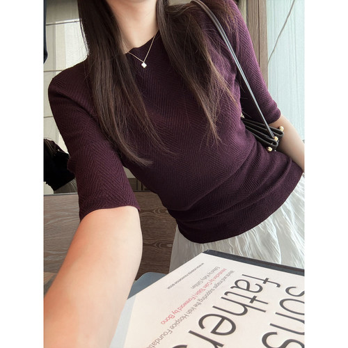 TMHSTUDIO无缝一体中袖针织衫女