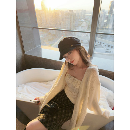 【秋冬7折】手工钩花针织开衫女马海毛抹胸绝美巨好看毛衣外套