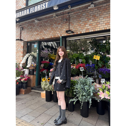 【现货】老钱风套装女秋季手工钉珠立体刺绣外套马甲半裙三件套
