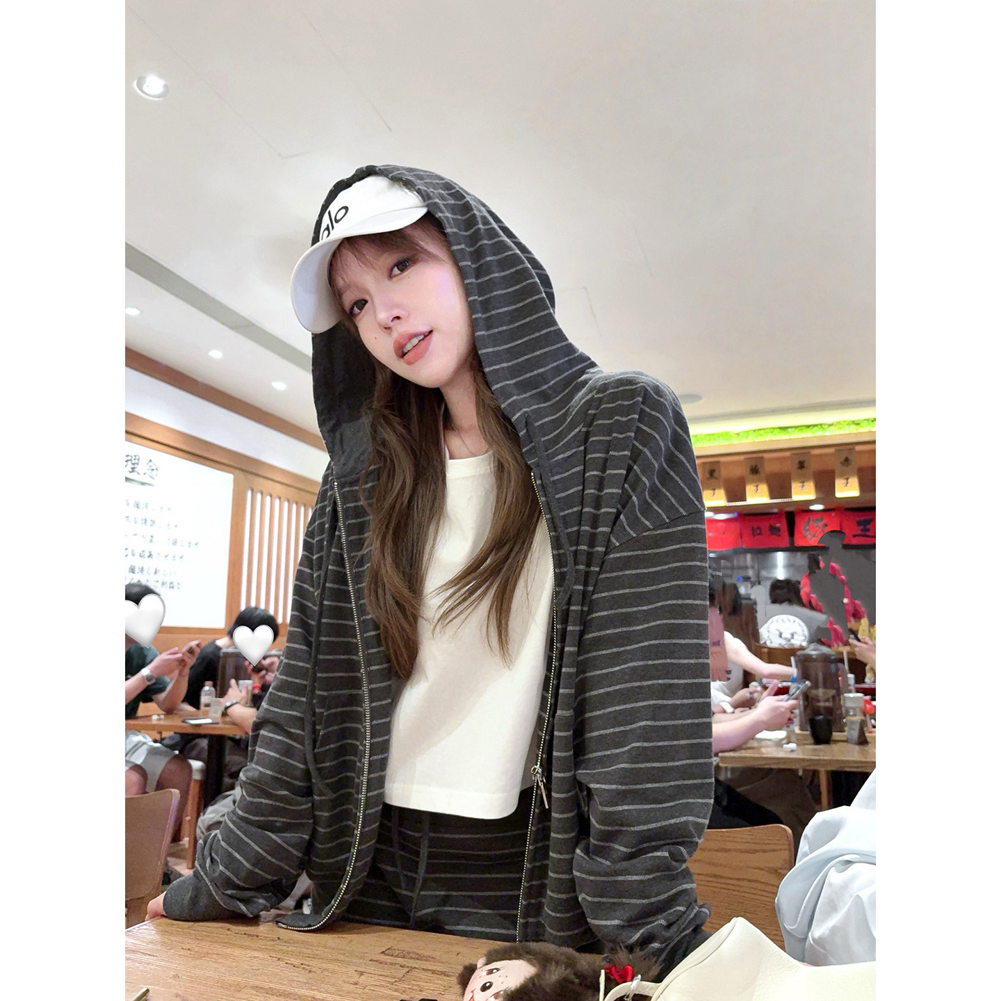 【现货】 慵懒卫衣套装女重工休闲运动条纹外套垂感阔腿休闲卫裤