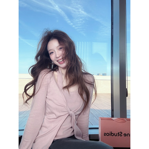 TMHSTUDIO挂脖假两件针织衫女