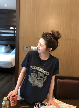 TMHSTUDIO【现货】重工立体烫钻印花短袖T恤女夏美式复古风百搭