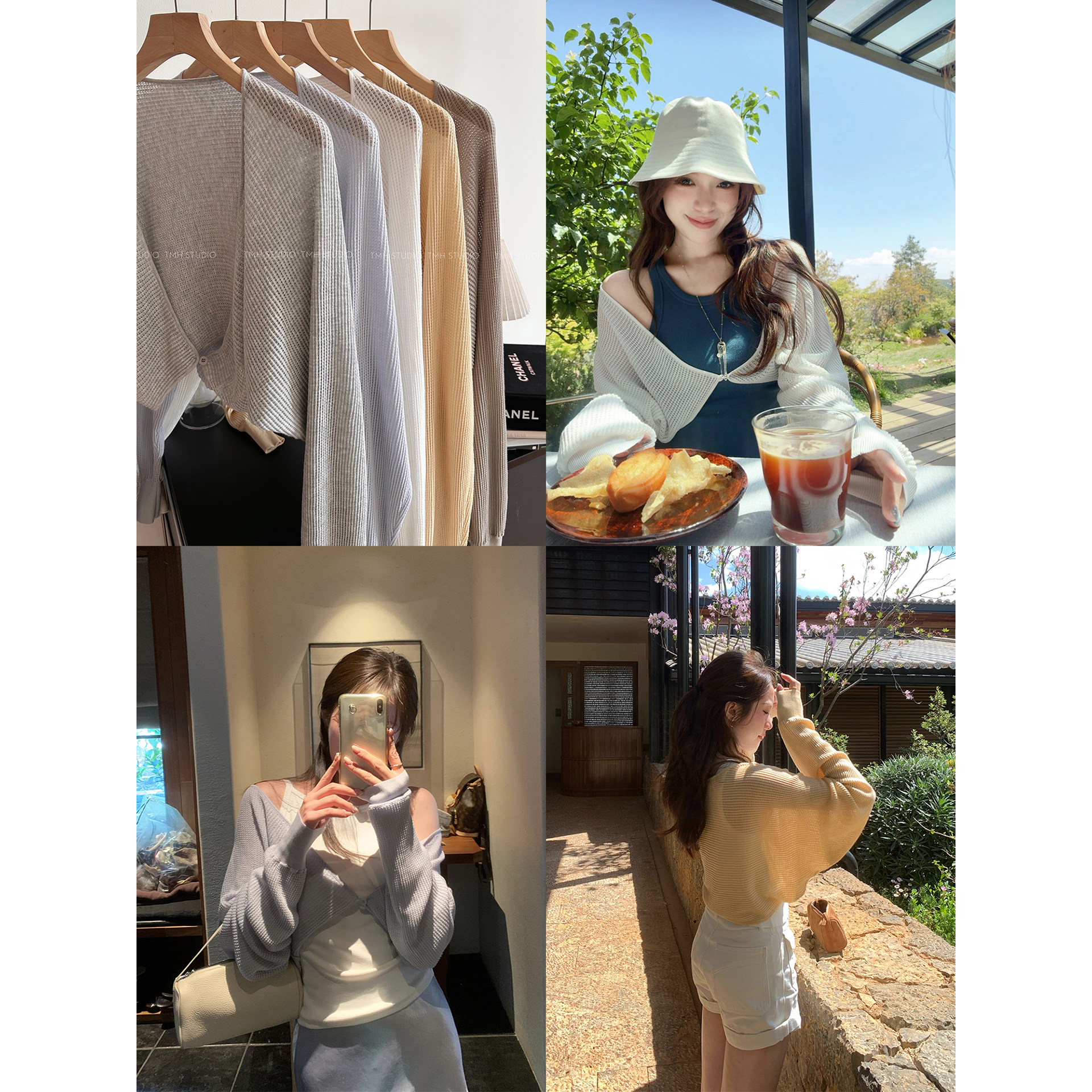 TMH法式莱赛尔镂空针织开衫女图片