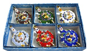 厂家直销：工艺礼品 手工小摆件景泰蓝2寸小茶壶（珐琅）花丝多色