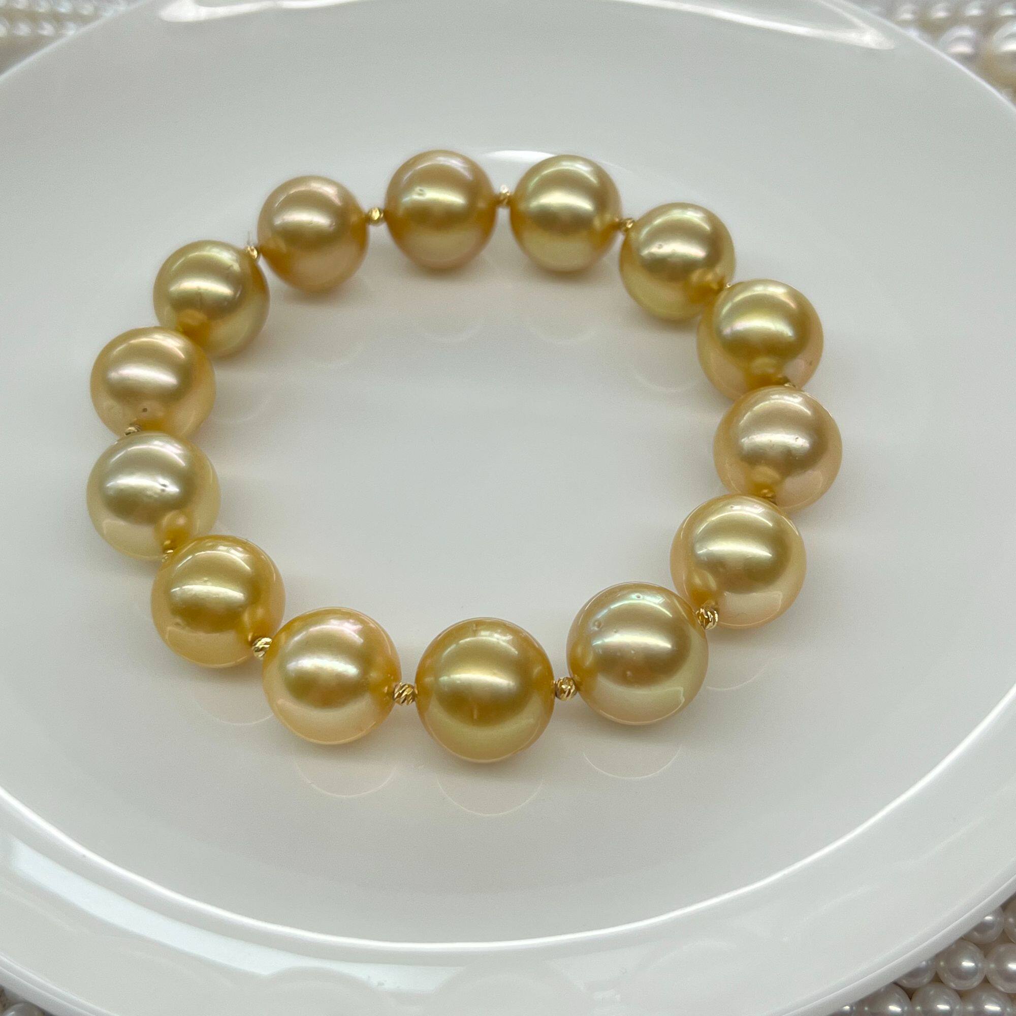 18k金 海水金珠简约款珍珠手链11-12mm 2905H00DY
