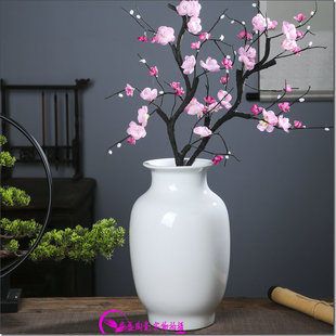 景德镇陶瓷器花瓶白色冬瓜瓶高白釉中号装饰品台面摆件样板房插花