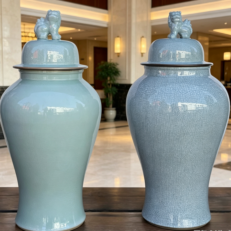 景德镇落地大花瓶仿古开片影青釉裂纹釉特大号将军罐75-90cm1.2米