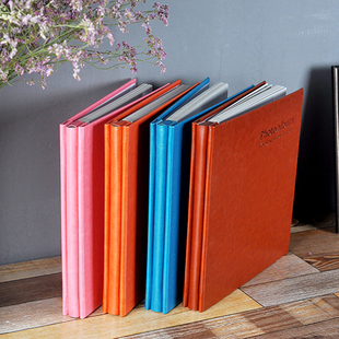 皮革面覆膜粘贴式 内页可写字相册本影集火车票收藏纪念册