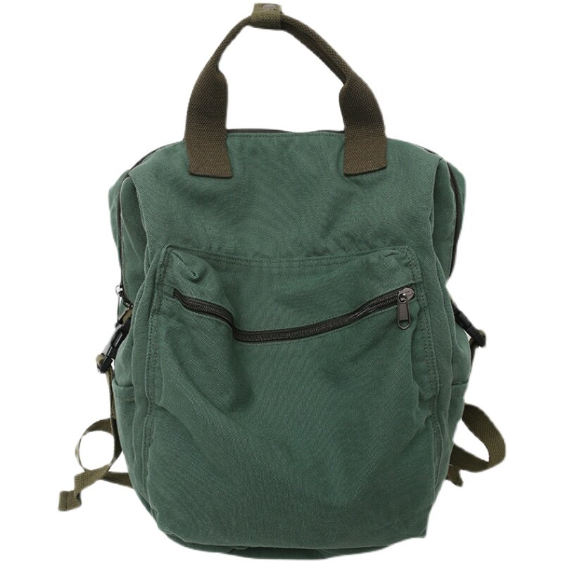 COLLEGE STUDENT GIRL SCHOOLBAG LARGE CAPACITY BAG 2023 NEW NICHE SQUARE CANVAS BACKPACK NET RED HONG KONG STYLE BACKPACK