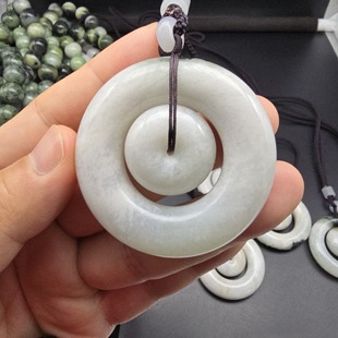 独山玉独玉黑白料玉环平安扣路路畅通吊坠配饰腰挂车挂玉环坠