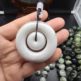 独玉独山玉黑白料玉环平安扣路路畅通吊坠配饰腰挂车挂玉环扣复古