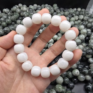 南阳独山玉独玉细白花玉料老型珠手串手链配饰手持玉器玉石