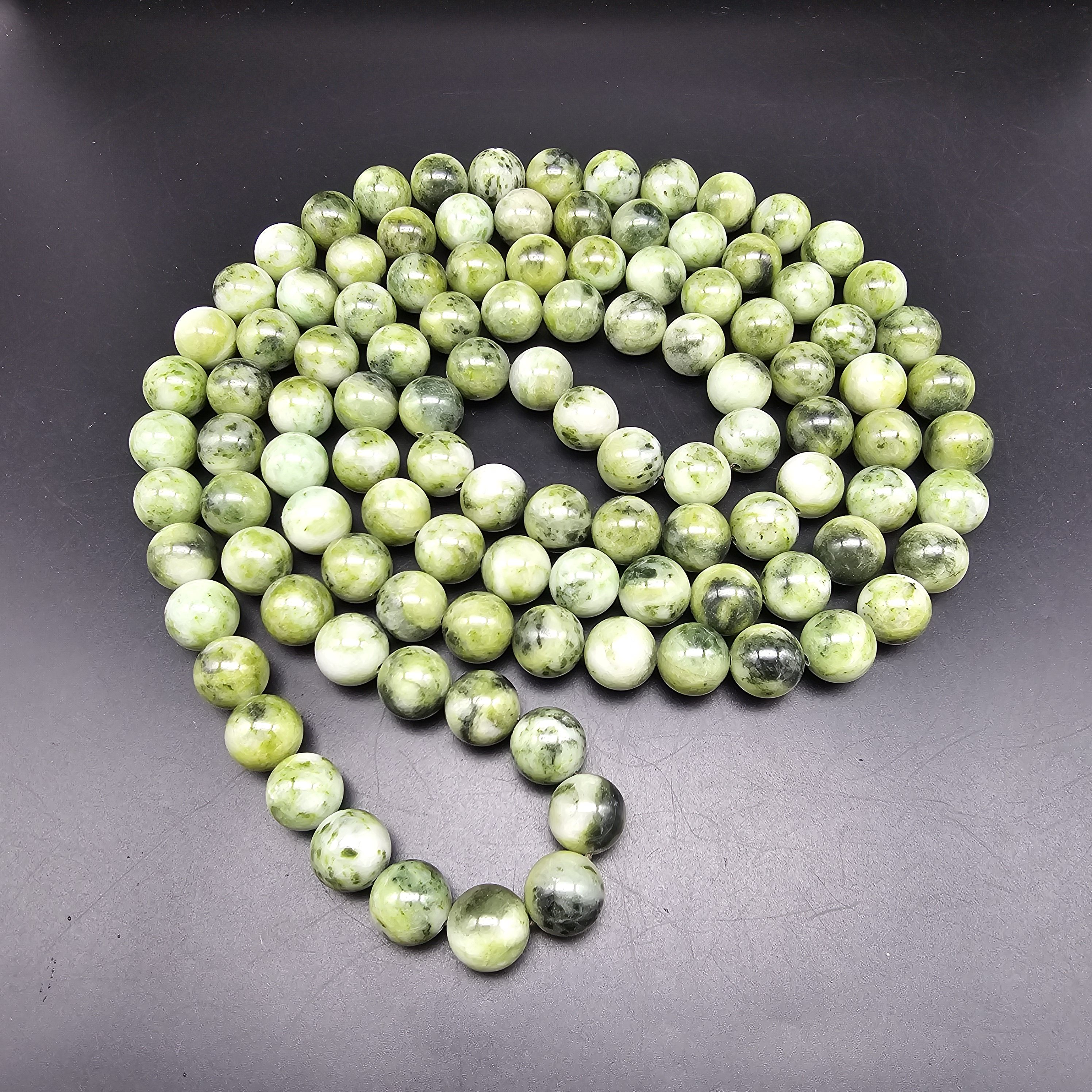 独山玉独玉16MM圆珠链佛珠108颗手串a货纯天然玉石青花浅绿