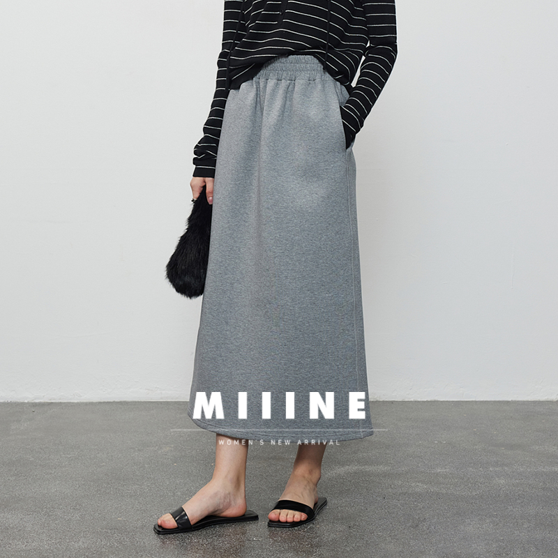 miiine中长款半身裙休闲风