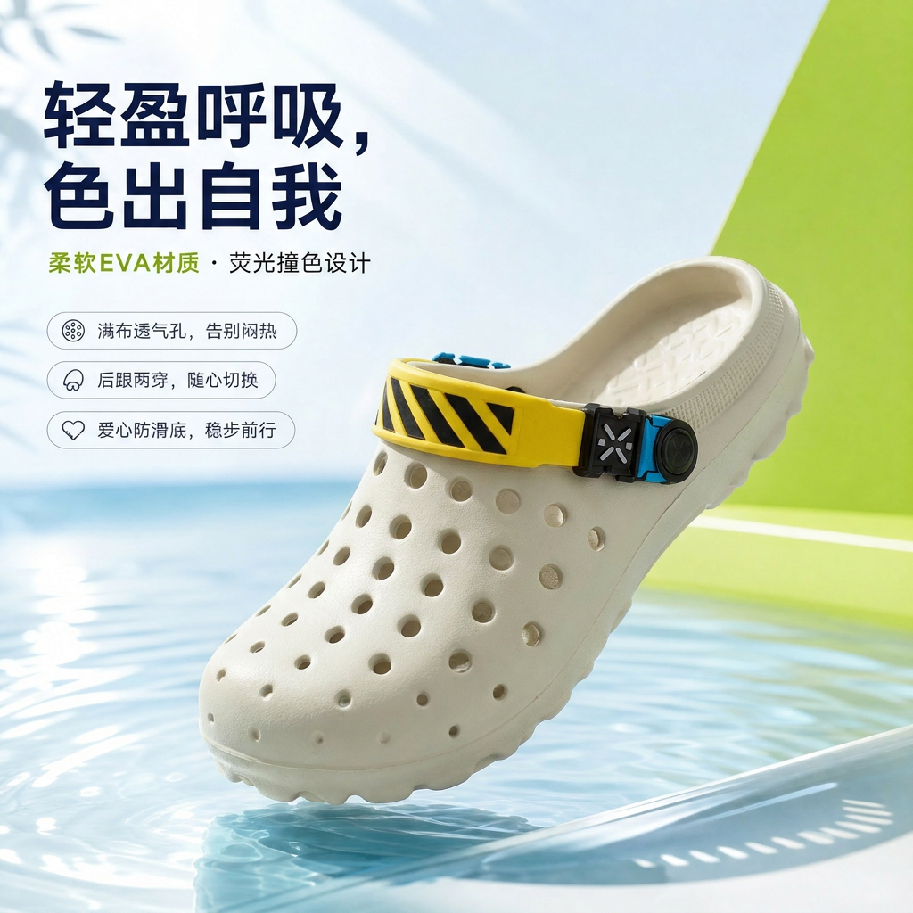 EVA洞洞鞋情侣夏季新款防滑大底多孔可涉水运动包头拖鞋户外爆款