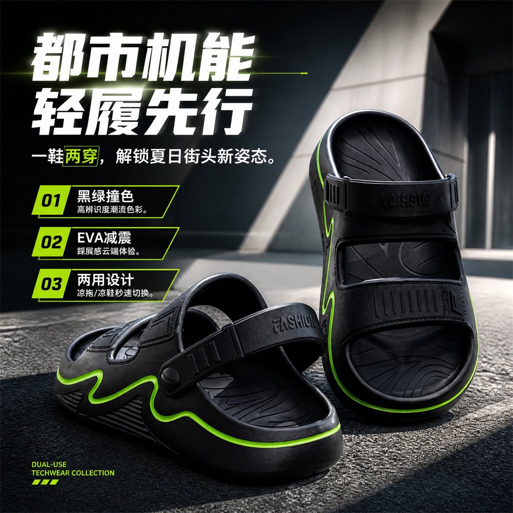 百搭凉鞋2026夏季潮流外穿运动防滑加厚超软户外开车小众凉拖鞋