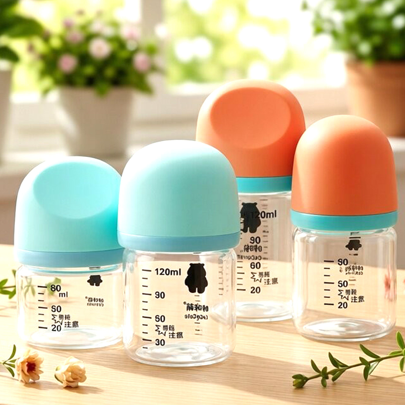咔咔萌奶瓶奶嘴玻璃材质初生婴儿宝宝婴童0-3月80/120毫升母婴店
