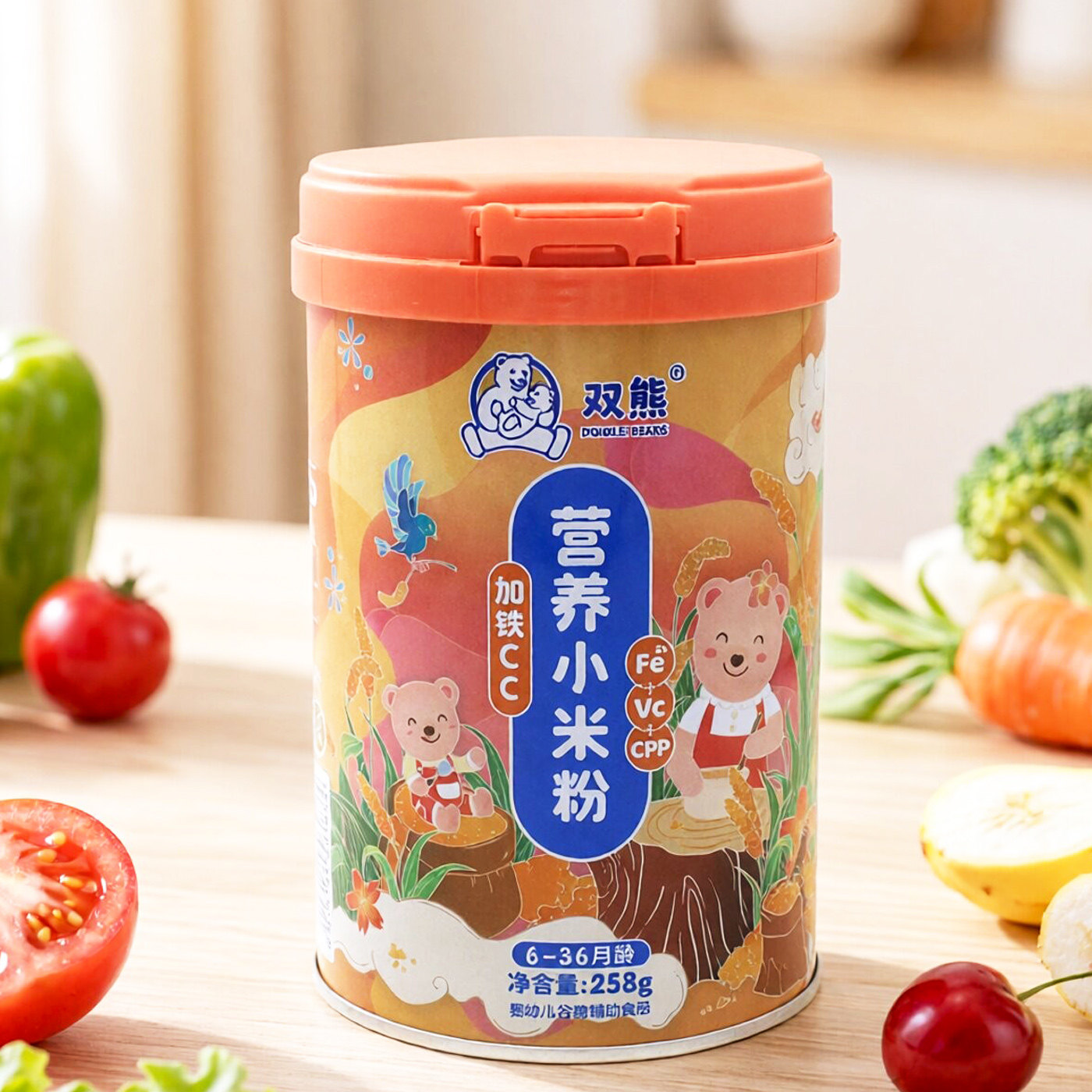 咨询有优惠双熊营养小米粉加铁CC6-36月婴幼儿谷物辅助宝宝食品