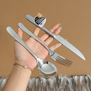 吃牛排的刀叉西餐套装餐具高级专用刀勺叉子盘餐具盘子儿童三件套