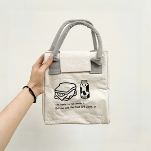 杜邦纸便当袋加厚保温铝箔日式饭盒袋学生上班族饭盒包简约日式