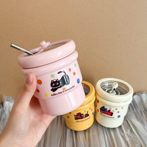 儿童水杯家用食品级不锈钢喝水杯子防摔宝宝吸管杯幼儿园小巧水杯