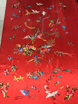 真丝软缎(桑蚕丝)被面 百鱼百鸟十二生肖精致精品刺绣 纯手工绣花