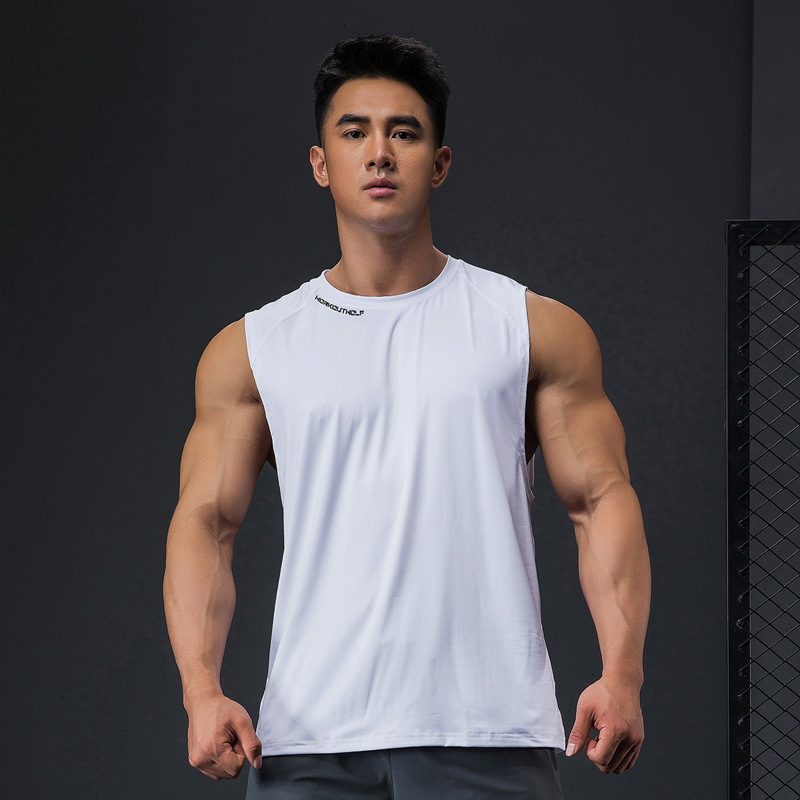 撸铁狼健身衣运动背心男款无袖T恤坎肩速干吸汗跑步训练教练服夏