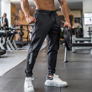撸铁狼休闲男款弹力速干运动长裤跑步健身训练弹力深蹲束脚裤春秋
