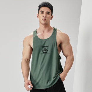 撸铁狼健身背心男工字型跑步坎肩宽松无袖篮球速干衣训练运动罩衫