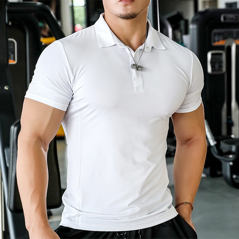 健身教练工服定制速干紧身衣休闲POLO衫肌肉男运动T恤翻领短袖夏