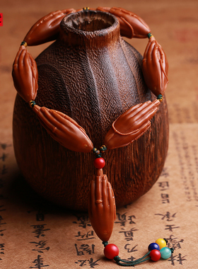 一心向佛雕刻把玩橄榄核手串