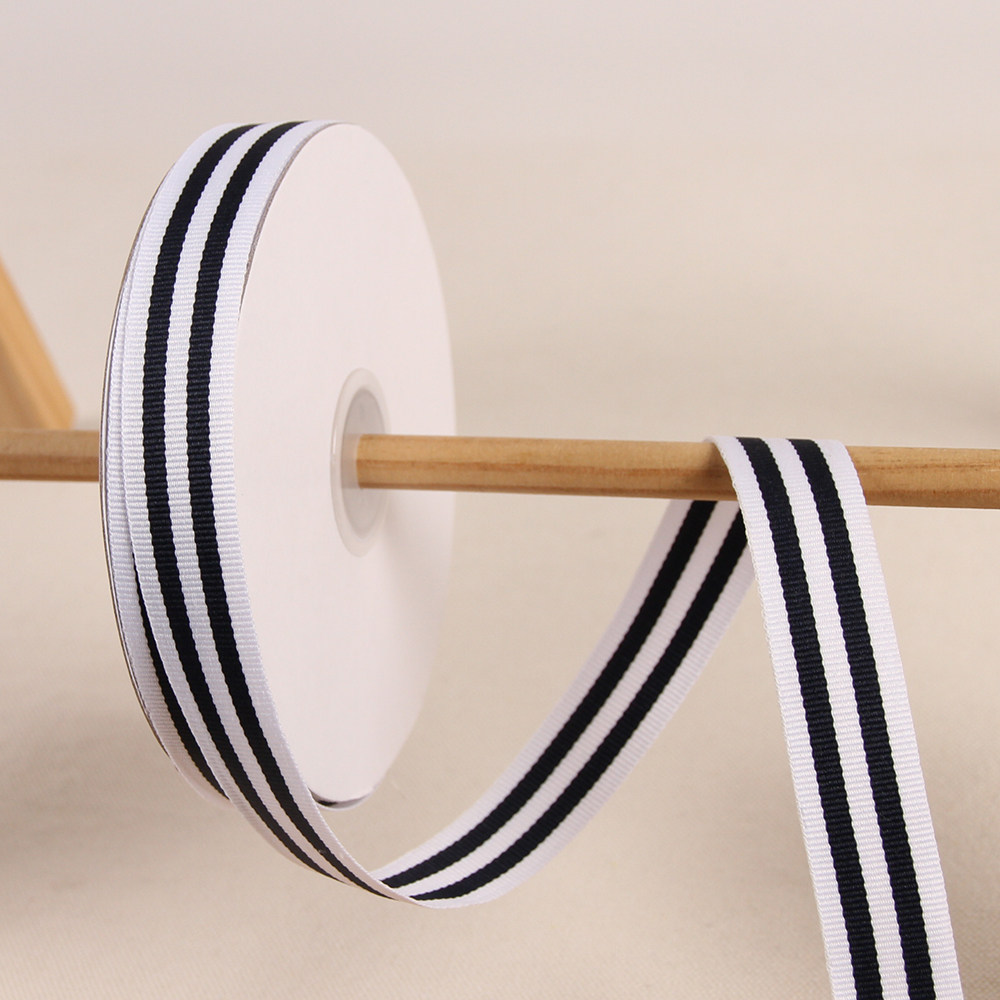 2cm黑白相间条纹织带丝带花艺包装装饰
