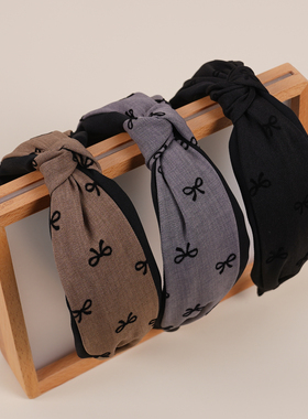宽边时尚斜纹布艺植绒蝴蝶结头饰发卡发箍hair hoop hair band