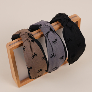 hair hoop band 斜纹布艺植绒蝴蝶结头饰发卡发箍hair 宽边时尚